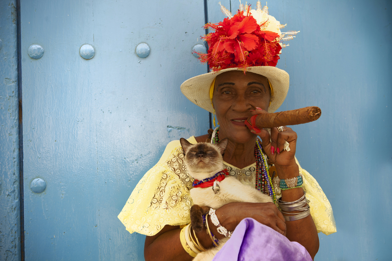 Cuban Woman Smoking giant cigar
